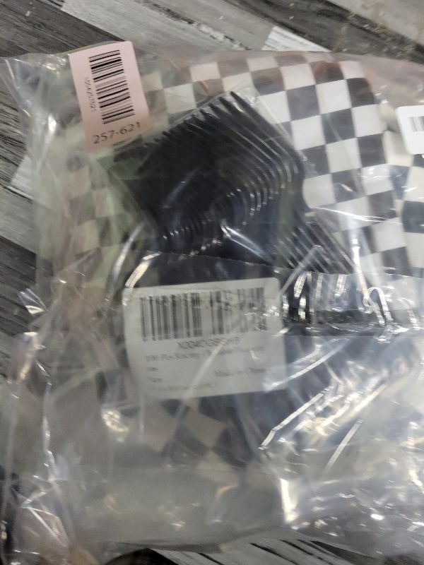 Photo 1 of 100 Pcs Racing Checkered Party Supplies Set, Serves 25 – Disposable Black and White Checkerboard Paper Plates, Napkins, and Forks, Race Car Themed Tableware for Birthday, and Racing Table Decorations