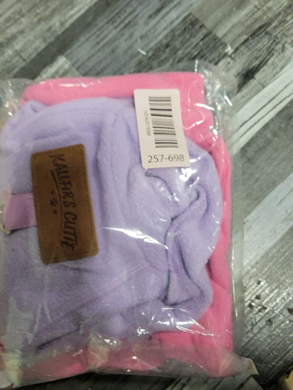 Photo 1 of 2 Pieces Dog Sweaters with Leash Ring Fall Fleece Dog Clothes for Small Dogs Girl Boy Winter Warm Pet Pullover Sweatshirt Puppy Sweater Outfit Clothing, XS, Pink and Purple