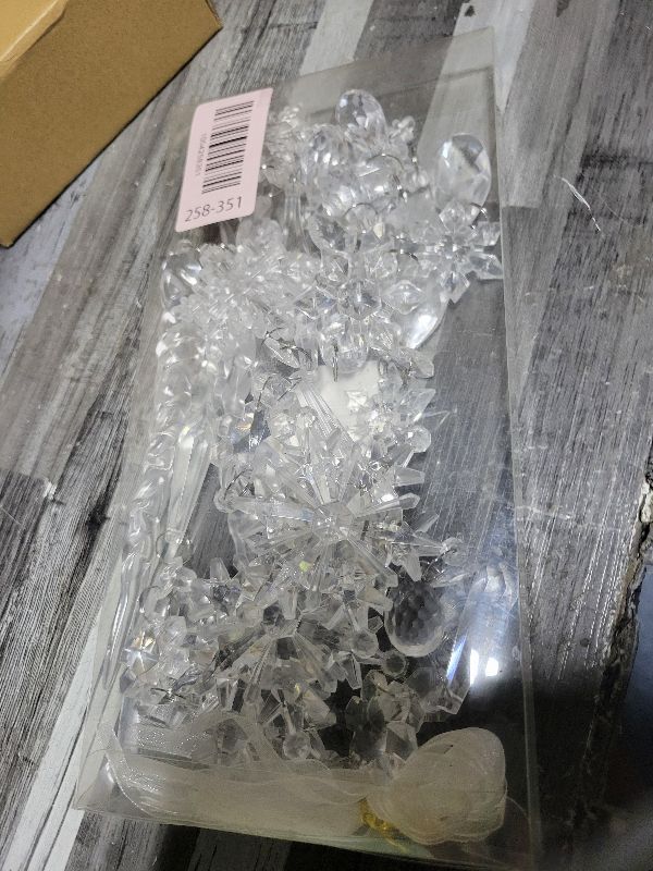 View 2 of 18 Pieces Christmas Ornaments for Christmas Tree Decorations - Clear Hanging Acrylic Snowflakes and Icicles with Pendants for Winter Wonderland Party Supplies, New Year Party DIY Decorations