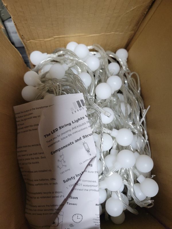 Photo 1 of 100ft Globe String Lights Indoor Outdoor Waterproof, 200 LED Christmas fairy Lights Plug in with Remote, Connectable Hanging Lights for Bedroom Classroom Camping Patio Wedding Garden Decor, Warm White