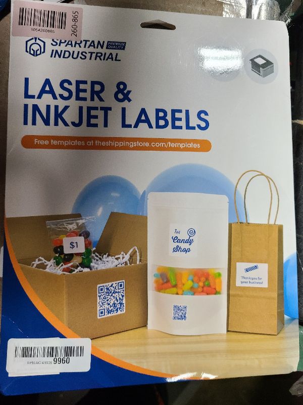 Photo 1 of 1 1/2" X 1" Printable Labels Compatible with Inkjet and Laser Printers - 30 Sheets, 1500 Total Paper Stickers for Return Addresses, UPC and EAN Barcodes - Spartan Industrial Template R004