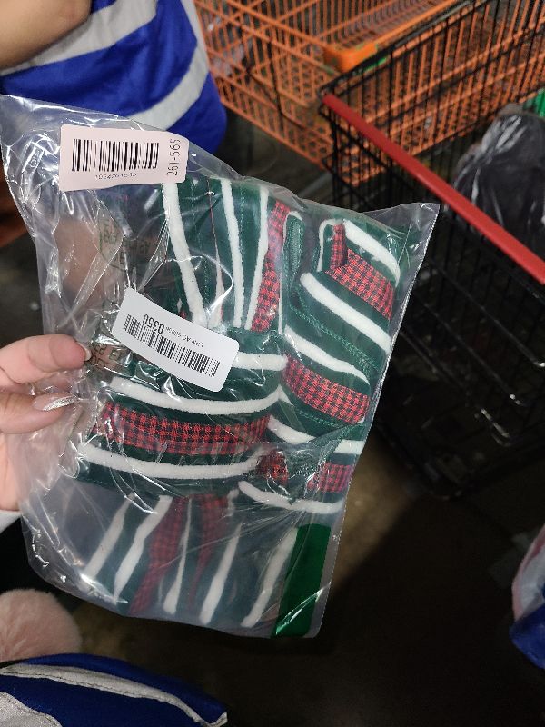 View 2 of ABTOLS 2PCS Christmas Wreath Bows, Red Black Buffalo Plaid Bows for Wreath Green White Stripe Tree Topper Bow for Front Door Winter New Year Wall Ornaments Home Indoor Outdoor Decor