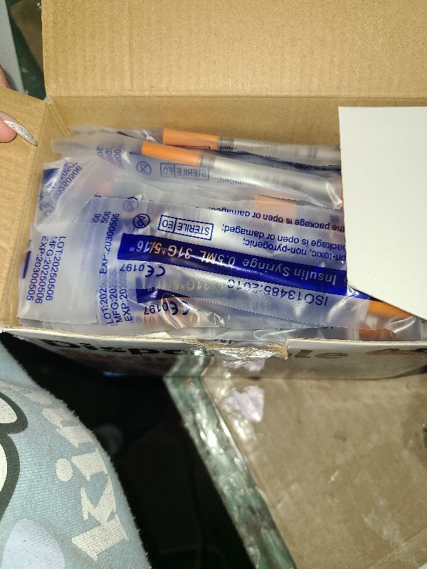 Photo 1 of 0.5ml 31G 5/16 Inch 8mm Syringe, Lab Syringes Individually Wrapped, Pack of 100