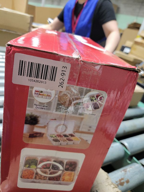 Photo 1 of 2 Pack Snackle Box Container with 8 Compartments, Clear Divided Serving Tray with Lid and Handle, Snack Bentobox for Charcuterie, Candy, Fruits, Nuts, Picnic, Travel, Beige