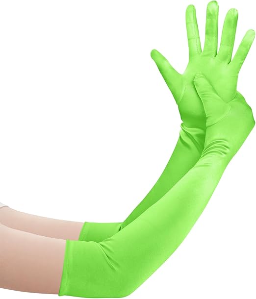 Photo 1 of **MSRP 8.99**Long Opera Party Gloves for Women, 1920s Satin Tea Party Gloves, Stretchy Elbow Length, 22"
