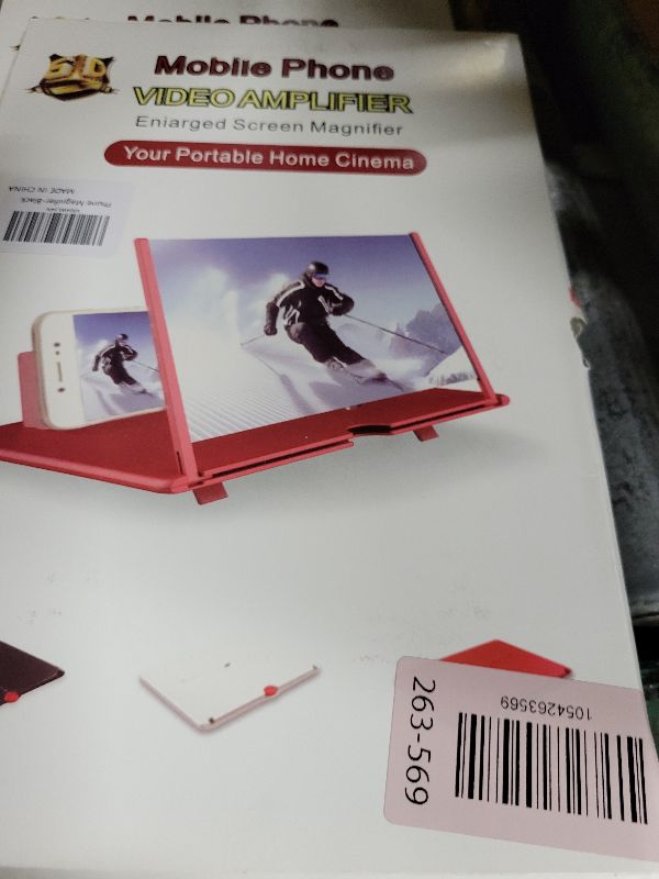 Photo 1 of 12" Mobile Phone Magnifier Projector Screen, 3D HD Screen Magnifier for Cell Phone, Foldable Magnifying Projector Screen Stand for Movies, Videos & Gaming Compatible with All Phones (Black, 12inch)