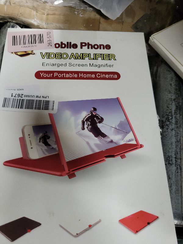 Photo 1 of 12" Mobile Phone Magnifier Projector Screen, 3D HD Screen Magnifier for Cell Phone, Foldable Magnifying Projector Screen Stand for Movies, Videos & Gaming Compatible with All Phones (Black, 12inch)