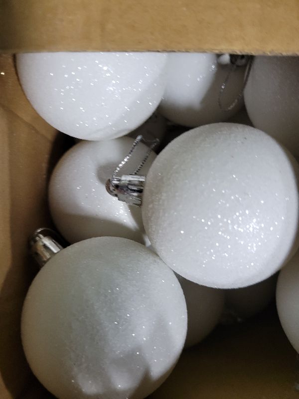 Photo 1 of 30 Pcs 2.36 Inch White Snowball Ornament,Christmas White Sparkly Ball Ornament,Christmas Tree Ball Decorations for Winter Theme Valentines Party,Holiday,Wreath
