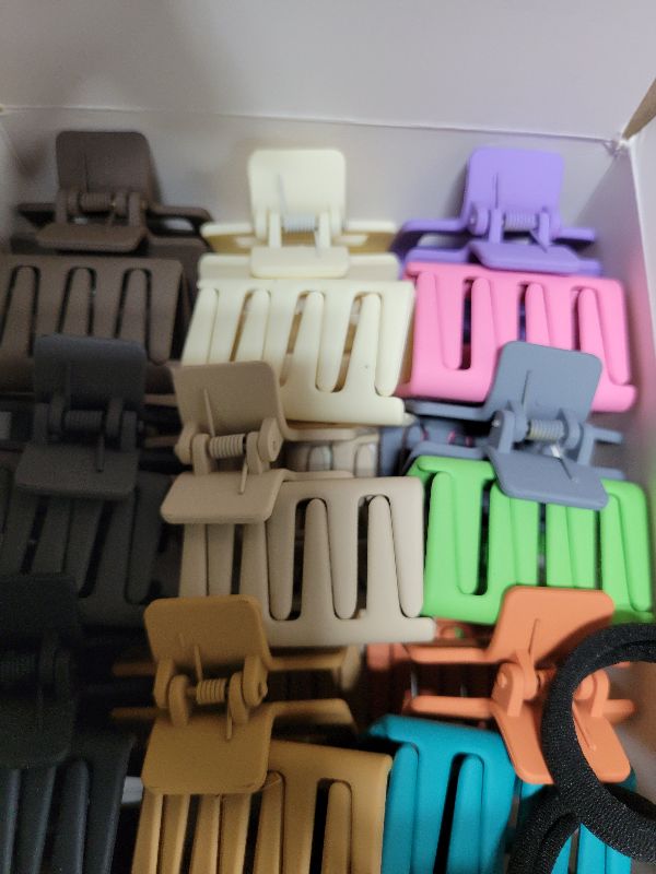 Photo 1 of 18 Pack Square Small Hair Clips for Women Girls,2 Inch Matte Rubber Coating Medium Claw Clips Thin Short Hair,Strong Hold Jaw Clips(Neutral Color Hair Accessories)