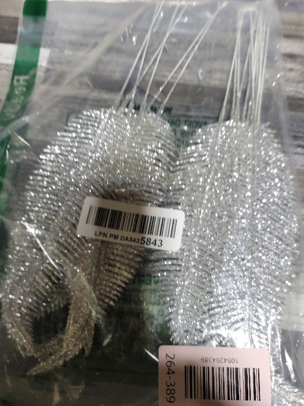 View 2 of 20 Pieces Artificial Christmas Glitter Leaves Branches Sparkly Fake Leaf Sprays for Christmas Tree Picks 10" Ornament Flower Arrangements DIY Crafts Wreaths and Holiday Decoration Tree Filler (Silver)