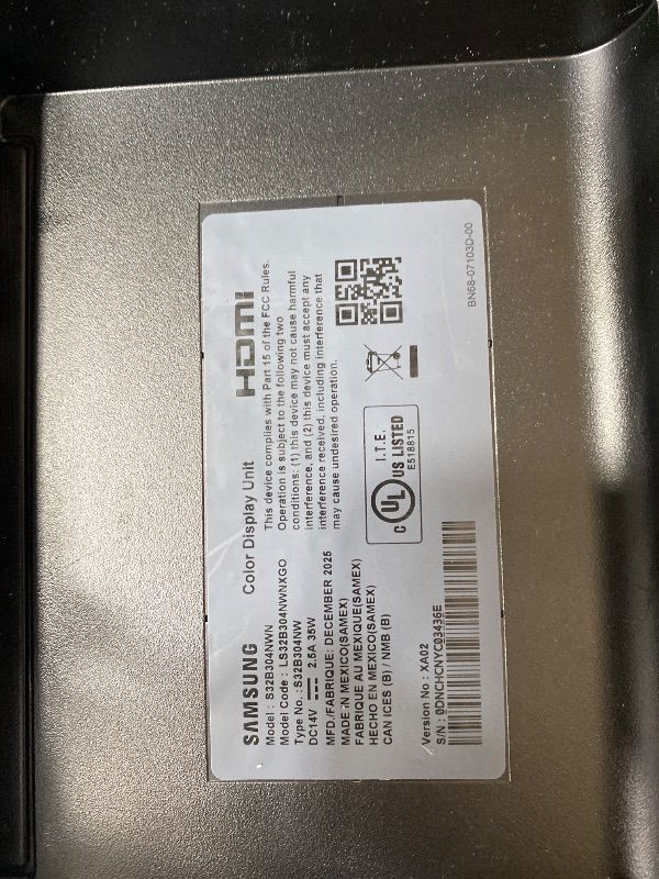 Photo 1 of *USED* DAMAGE* Samsung 32-Inch Flat Computer Monitor, 75Hz, Borderless Display, AMD FreeSync, Game Mode, Advanced Eye Care, HDMI and DisplayPort, LS32B304NWNXGO, 2024