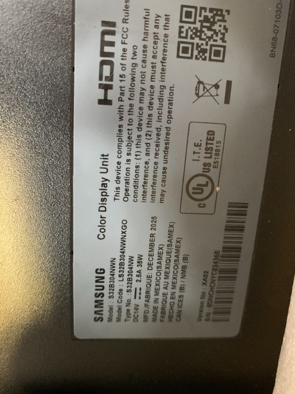 Photo 1 of Samsung 32-Inch Flat Computer Monitor, 75Hz, Borderless Display, AMD FreeSync, Game Mode, Advanced Eye Care, HDMI and DisplayPort, LS32B304NWNXGO, 2024