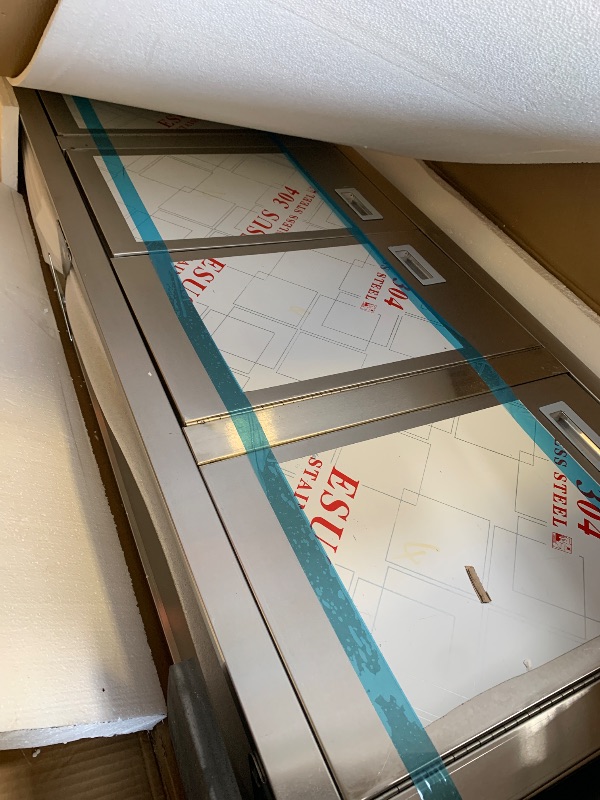 Photo 1 of WWK 70" x 21" Stainless Steel Table with Cabinet, Commercial Kitchen Table for Prep & Work, Heavy Duty Work Cabinet with 5 Doors for Outdoor, Kitchen, Restaurant, Hotel, Garage and Cafe