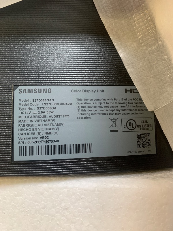 Photo 1 of Samsung 27" Essential S3 (S36GD) Series FHD 1800R Curved Computer Monitor, 100Hz, Game Mode, Advanced Eye Comfort, HDMI and D-sub Ports, LS27D366GANXZA, 2024