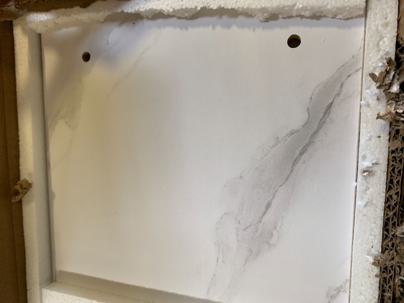 Photo 1 of TuckTect Floating TV Unit, 48' Wall Mounted TV Cabinet, Floating Shelves with Door, Modern Entertainment Media Console Center Large Storage TV Bench for Living Room & Office (94.49IN, marble white)