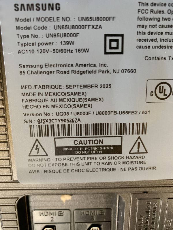 Photo 1 of Samsung 65-Inch Class Crystal UHD U8000F 4K Smart TV (2025 Model) Endless Free Content, Crystal Processor 4K, MetalStream Design, Knox Security, Alexa Built-in