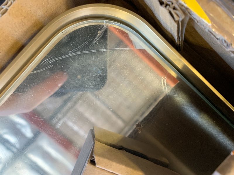 Photo 1 of LOAAO 72”X36” Gold Bathroom Mirror, Rounded Rectangle Gold Frame Mirror, Brushed Gold Bathroom Vanity Mirror Wall-Mounted, Anti-Rust, Tempered Glass, Hangs Horizontally or Vertically
DAMAGED A TAD see picture below