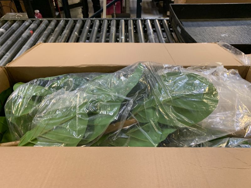 Photo 1 of Garvee Artificial Fiddle Leaf Fig Tree with White Planter, Fake Plant with Natural Wood Trunk, Faux Ficus Tree Fake Moss for Home Office Living Room Decor