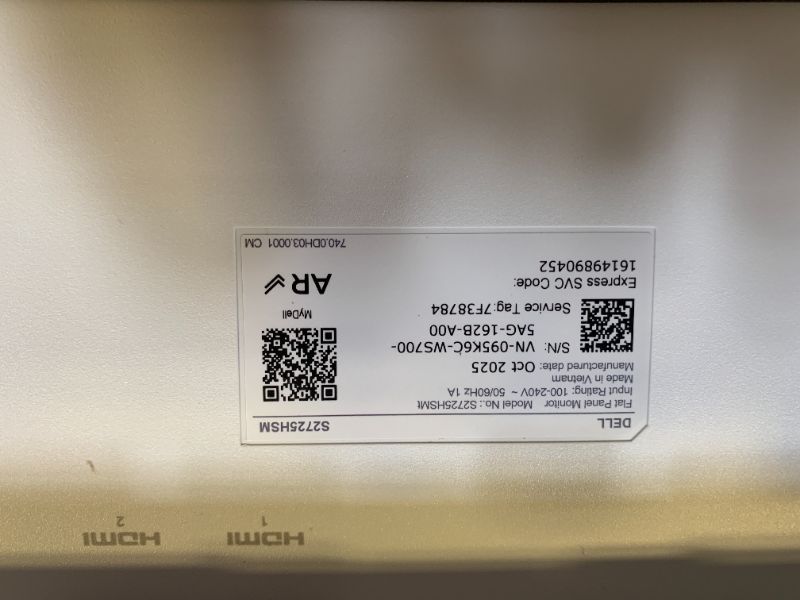 Photo 1 of Dell 27 Plus Monitor - S2725HSM - 27-inch FHD (1920x1080) 144Hz 1ms Display, 2 x 3W Speakers, HDMI Connectivity, Height/Tilt/Pivot/Swivel Adjustability, AMD FreeSync - Ash White