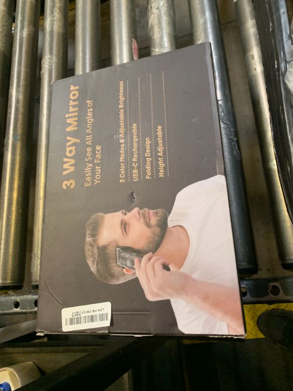 Photo 1 of XIGETRAIL Rechargeable 3 Way Mirror for Self Hair Cutting with 8 Light Strips & Telescoping Hooks for Makeup,Shaving,Braiding&Styling-Trifold Barber Mirror