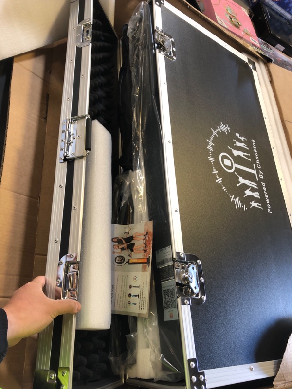 Photo 1 of MWE Portable Photo Booth Machine Stand Compatible with Any Ipad with Software APP and Remote Control, RGB Ring Lights Music Sync, Free Custom Logo,Flight Case with Wheels (Black, Light Box)