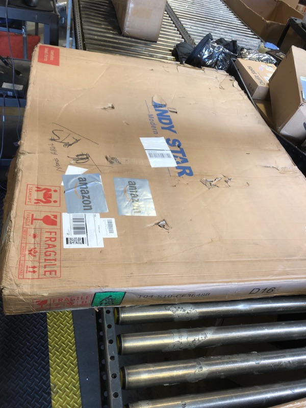 Photo 1 of ANDY STAR 36x48 Inch Large Mirror, Matte Black Rectangle Mirror for Wall, Bathroom Mirror in Premium Stainless Steel Metal Thin Frame Deep 1’’, Unique Rounded Scalloped Edge, Vertically/Horizontally