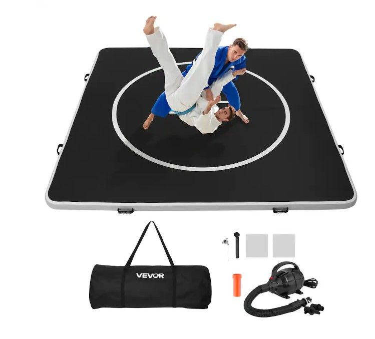 Photo 1 of VEVOR - 10x10 ft Wrestling Mat Inflatable, Martial Arts Thick Mat for Home Gym Exercise, PVC Foldable Training Mats - Black
