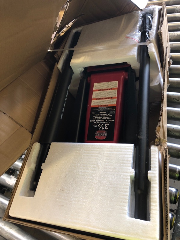 Photo 1 of Blackhawk B6350 Black/Red Fast Lift Service Jack - 3.5 Ton Capacity, 28 1/2" L x 13 3/4" W x 6 1/2" H