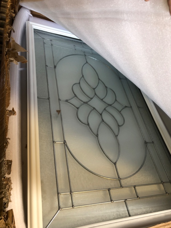 Photo 1 of Entry Door Glass Insert White Exterior Front Door Window Inserts Replacement Kit for Home Improvement (22 x 36,Nickel Caming)