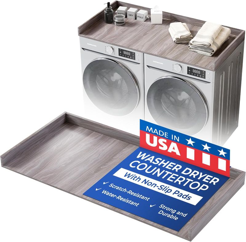 Photo 1 of OfficeSimpli Washer Dryer Countertop, Made in USA, Non-Slip Pads, Laundry Room Wood Topper, Washer Dryer Cover for Top, Laundry Countertop, Laminate Finish (Iconic Maple, Large (30" x 58"))