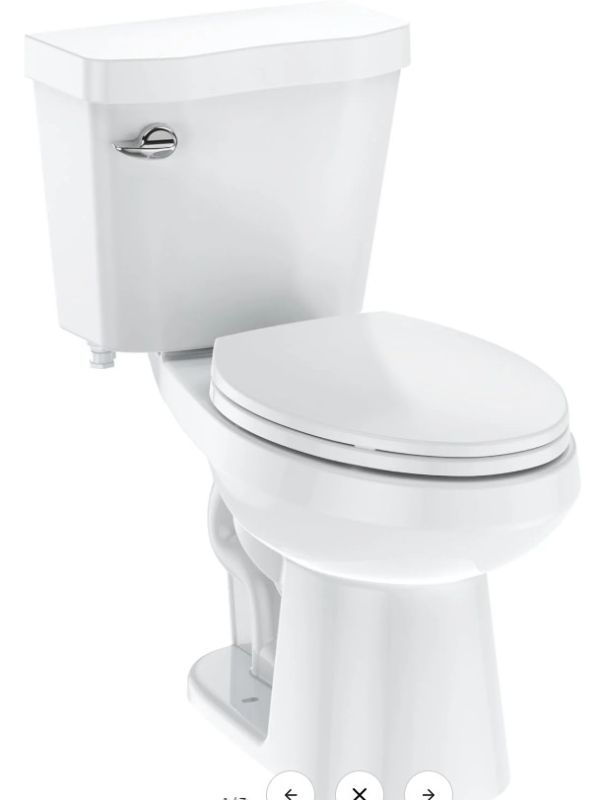 Photo 1 of Garvee Two Piece Toilet Elongated ADA 17.5" Height, Side Press Flush Split Toilet with Under-Locking Lid, 1.28 GPF Powerful Flushing American Standard Toilets for Bathroom, White
