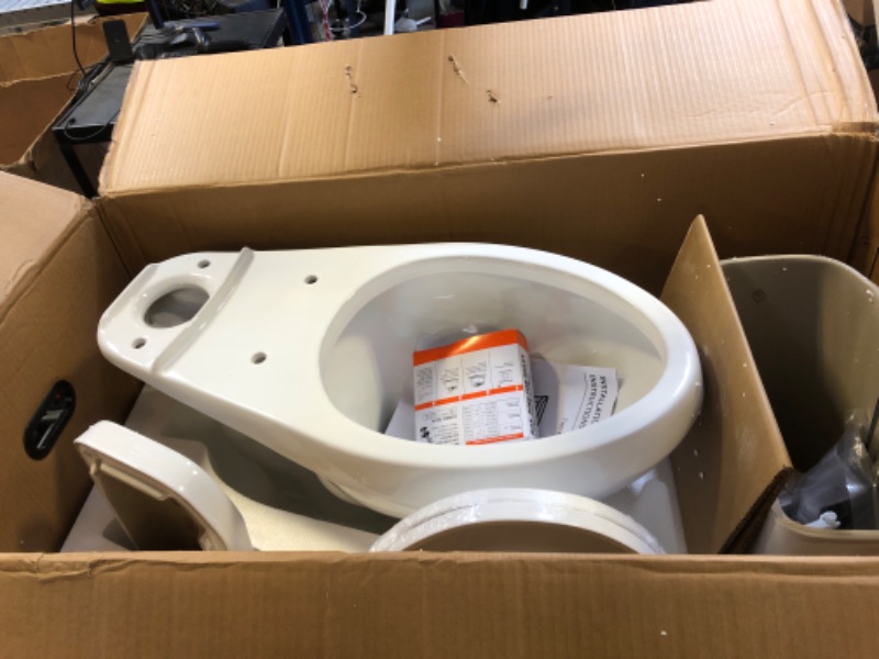 Photo 1 of Garvee Two Piece Toilet Elongated ADA 17.5" Height, Side Press Flush Split Toilet with Under-Locking Lid, 1.28 GPF Powerful Flushing American Standard Toilets for Bathroom, White
