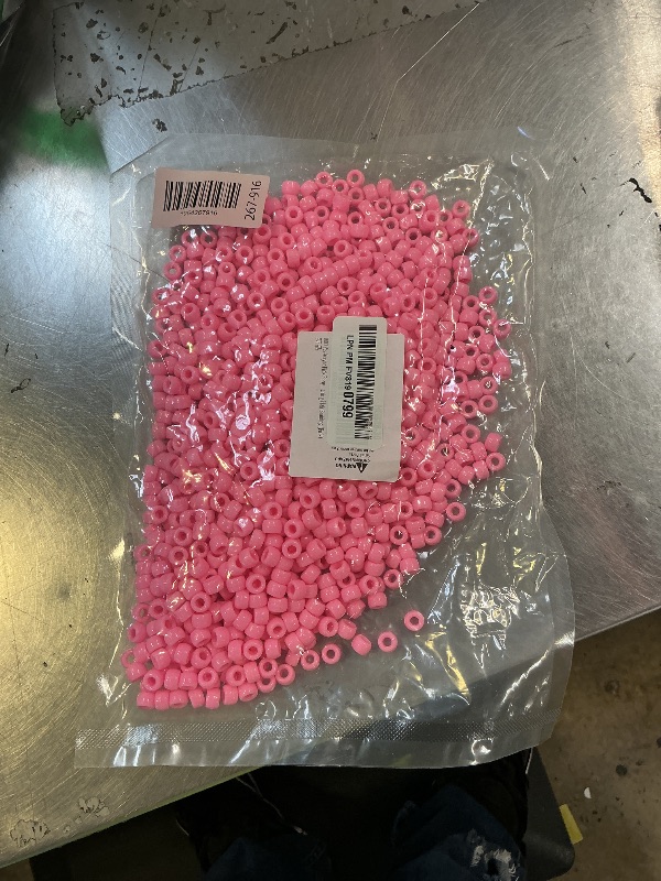 Photo 1 of 1000 Pcs Acrylic Pink DIY Pony Beads 6x9mm Bulk for Friendship Bracelet Necklace Jewelry Making Earring Pens Hair Beads Braiding Kit