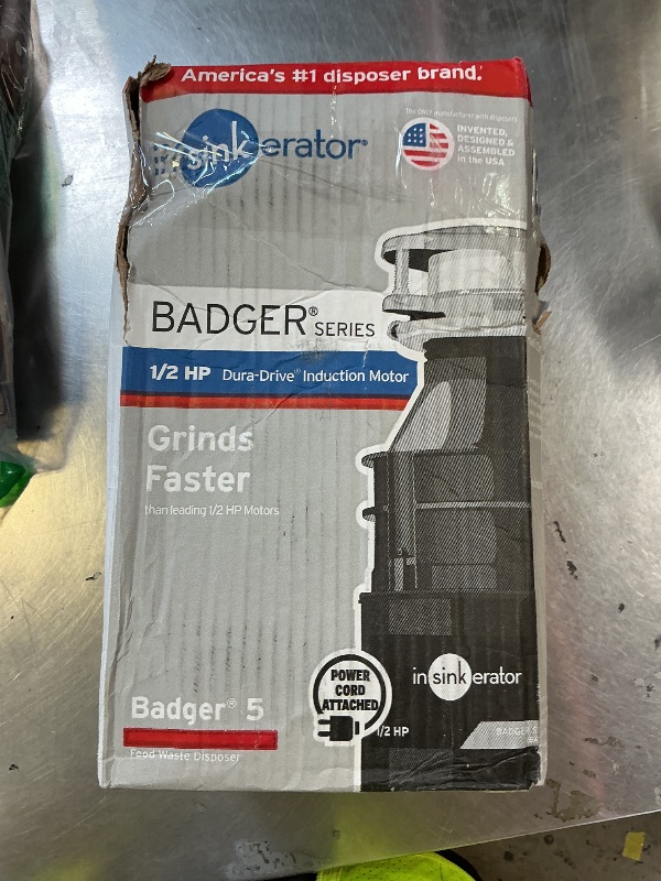 Photo 1 of InSinkErator Badger 5 Garbage Disposal with Power Cord, Standard Series 1/2 HP Continuous Feed Food Waste Disposer, Badger 5 W/C, No Size, Black/Gray