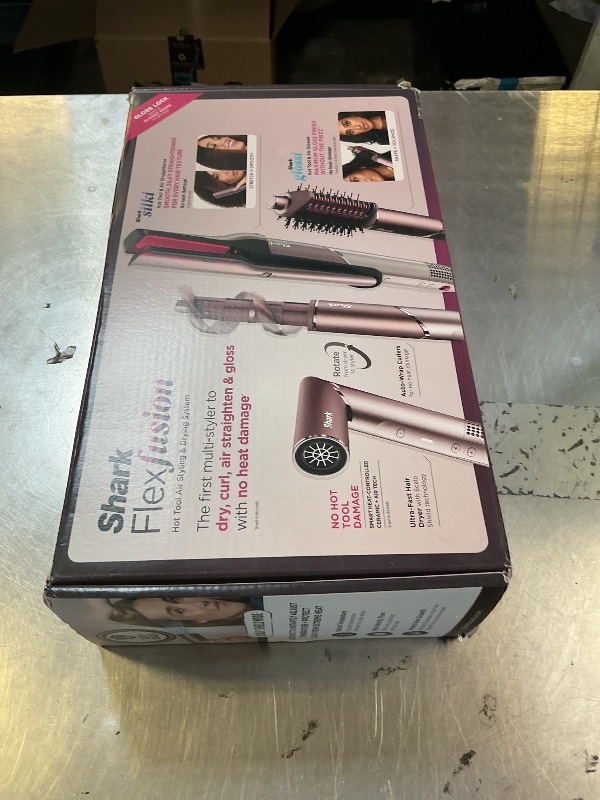 Photo 1 of Shark FlexFusion Hair Straightener & Powerful Hair Dryer with Fusion Hair Brush, Ceramic Air Styler with Auto-Wrap Curlers & Concentrator, Ceramic Plates, Cosmic Blush HD641S