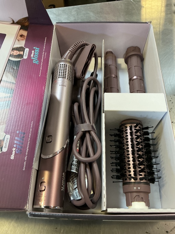 Photo 1 of Shark FlexFusion Hair Straightener & Powerful Hair Dryer with Fusion Hair Brush, Ceramic Air Styler with Auto-Wrap Curlers & Concentrator, Ceramic Plates, Cosmic Blush HD641S
