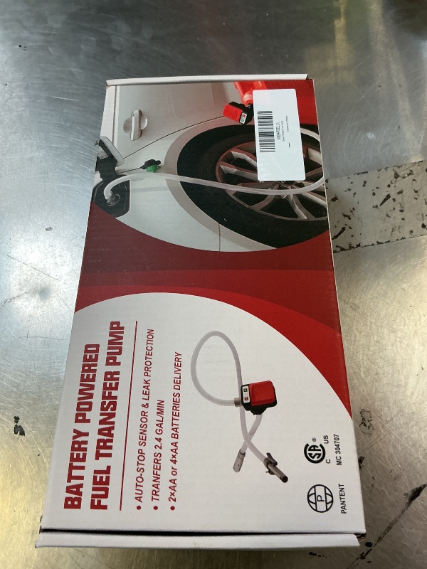 Photo 1 of Saker Fuel Transfer Pump Battery Powered, Automatic Portable Fuel Pump with Auto-Stop, 51'' Extra Long Hose, 3.2 Gallon per Min, 3 Can Adapters, for Gasoline, Diesel and Oil