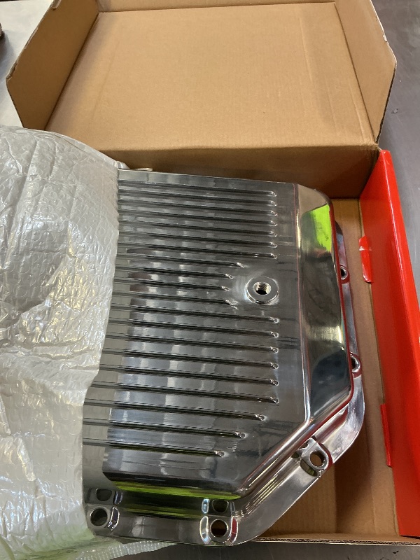 Photo 1 of A-Premium Polished Finned Aluminum Transmission Oil Pan Kit, with Plug, Gasket & Bolts, Compatible with GM TH250 TH250C TH350 TH350C, 2-1/4" Depth