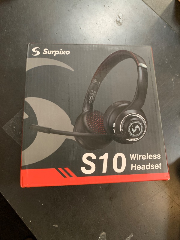 Photo 1 of Surpixo Wireless Headsets with Microphone, Ultra Lightweight& 50+ Playtime, Wireless Headset for Cell Phones, On Ear Bluetooth Headphone Fit for PC/Call Center/Computer/Laptop/Teams - Light Pink