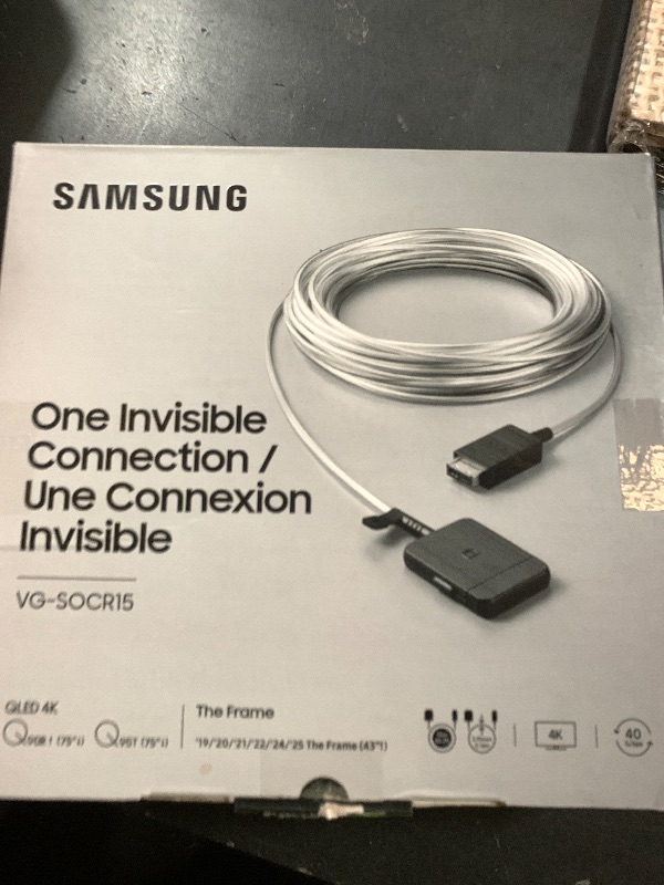 Photo 1 of Samsung 15m One Invisible Connect Cable for QLED 4K & The Frame TVs (Model) - White - VG-SOCR15/ZA
