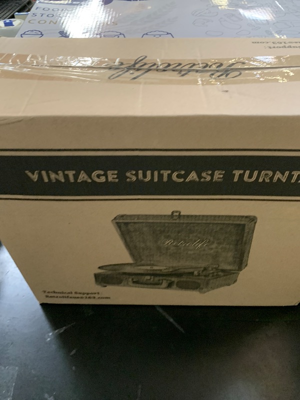 Photo 1 of Record Player Wireless Portable Suitcase Vinyl Player with Built-in Speakers Retro Style Record Player for Vinyl Records 3-Speed RCA Line Out AUX in Vintage Turntable Upgrade Black