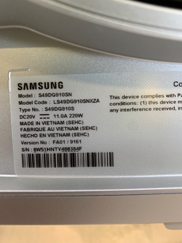 Photo 1 of Samsung 49" Odyssey OLED G9 (G91SD) Dual QHD QD-OLED G-Sync Compatible Curved Gaming Monitor, 144Hz, 0.03ms, AMD FreeSync Premium Pro, Ergonomic Stand, 3 Year Warranty, LS49DG910SNXZA, 2024