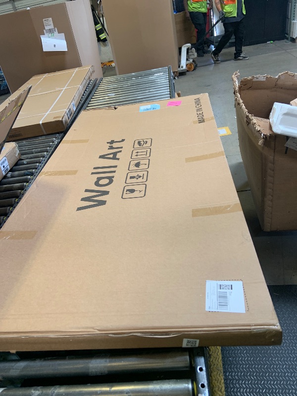 Photo 1 of Extra large framed bright green and gold circle bstract canvas wall art oversized 36x72 in