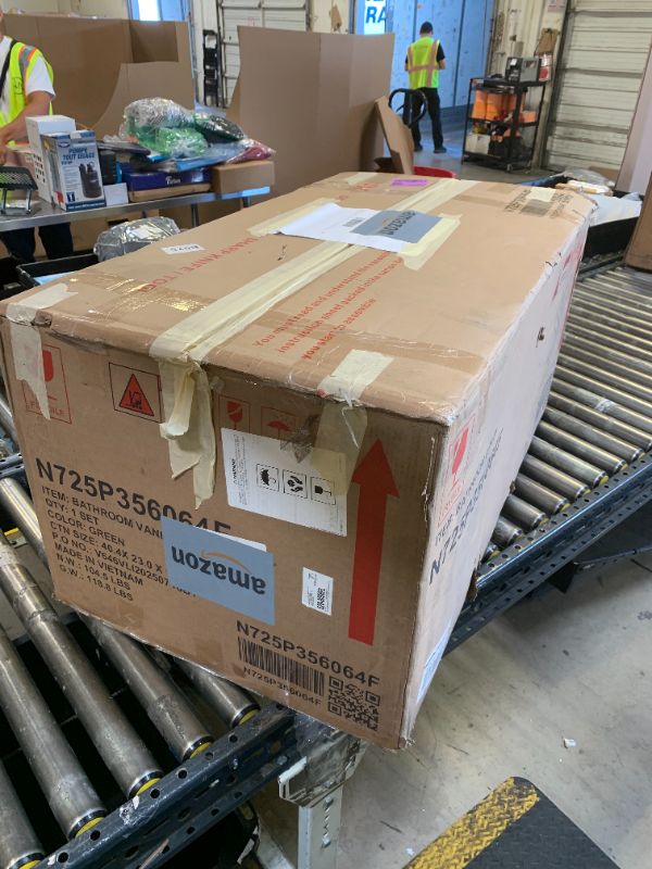 Photo 1 of 36 Inch Bathroom Vanity with Ceramic Sink Top, Cabinet with Tip-Out Drawer and Door Storage, Solid Wood Roman Legs, Adjustable Shelf, Green