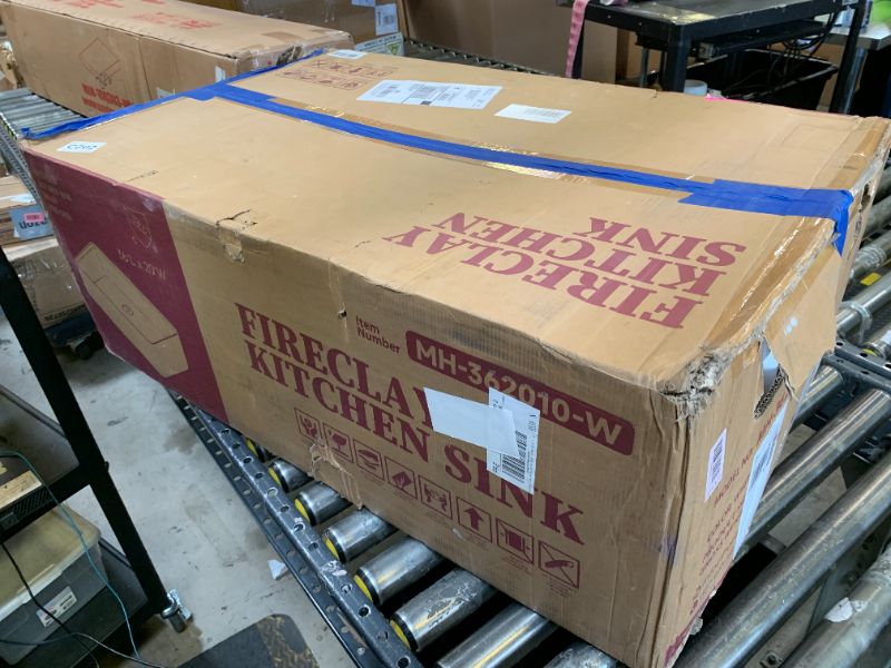 Photo 1 of HOMLYLINK Extra Large White Farmhouse Sink 36 x 20 Inch, Firecaly Apron Front Undermount Farm Kitchen Sink Deep Single Bowl for Kitchen, w Accessories 2 Types, Fits MIN. Cabinet Size: 24"Dx39"W