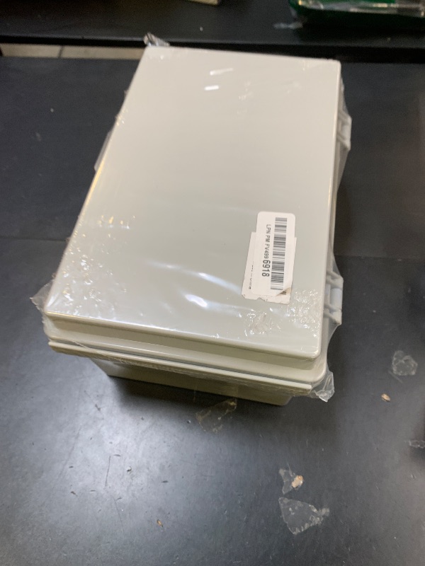 Photo 1 of Gratury Junction Box, IP67 Waterproof Plastic Enclosure for Electrical Project, Hinged Grey Cover, Includes Mounting Plate and Wall Bracket (Grey Cover, 11.4"×7.5"×5.5")