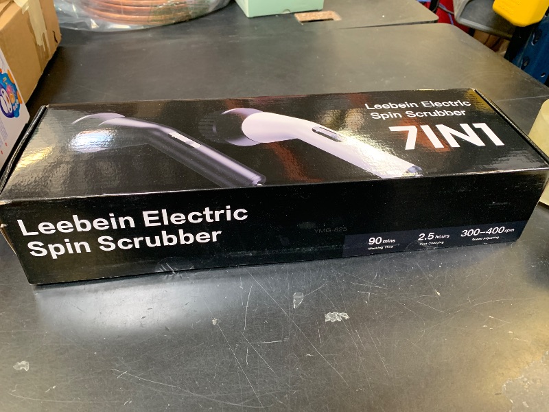 Photo 1 of Leebein Electric Spin Scrubber, Cordless Cleaning Brush for Bathroom Shower Tub, IPX7 Waterproof Power Scrubber with 7 Brush Heads, Extendable Long Handle and 2 Speeds Scrubber for Bathtub Floor