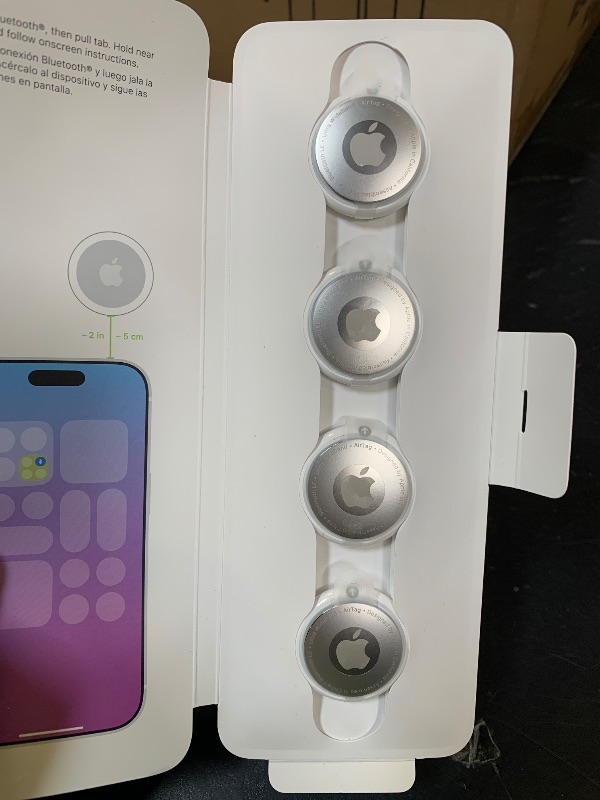 Photo 1 of Apple AirTag (2nd Generation) - 4 Pack: Tracker for Keychain, Wallet, and More; Locator with Sound; Simple One-Tap Setup with iPhone or iPad; Key Finder with up to 1.5X Precision Finding Range*