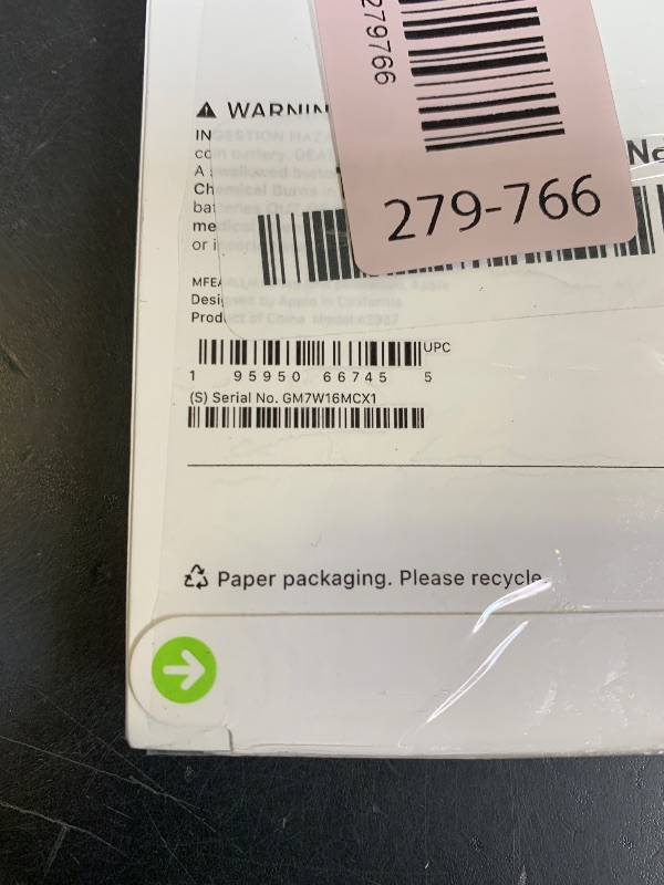 Photo 1 of Apple AirTag (2nd Generation) - 4 Pack: Tracker for Keychain, Wallet, and More; Locator with Sound; Simple One-Tap Setup with iPhone or iPad; Key Finder with up to 1.5X Precision Finding Range*
