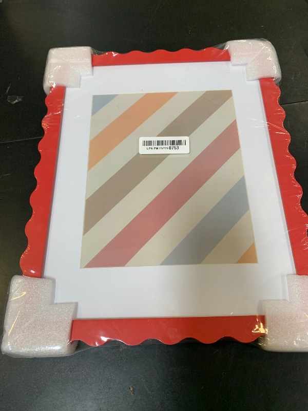 Photo 1 of SZYUU 11x14 Wavy Picture Frame with Mat for 8x10, Real Glass and Wooden? Frame - Tabletop or Wall Hanging Photo Frame(1 Pack, Red)